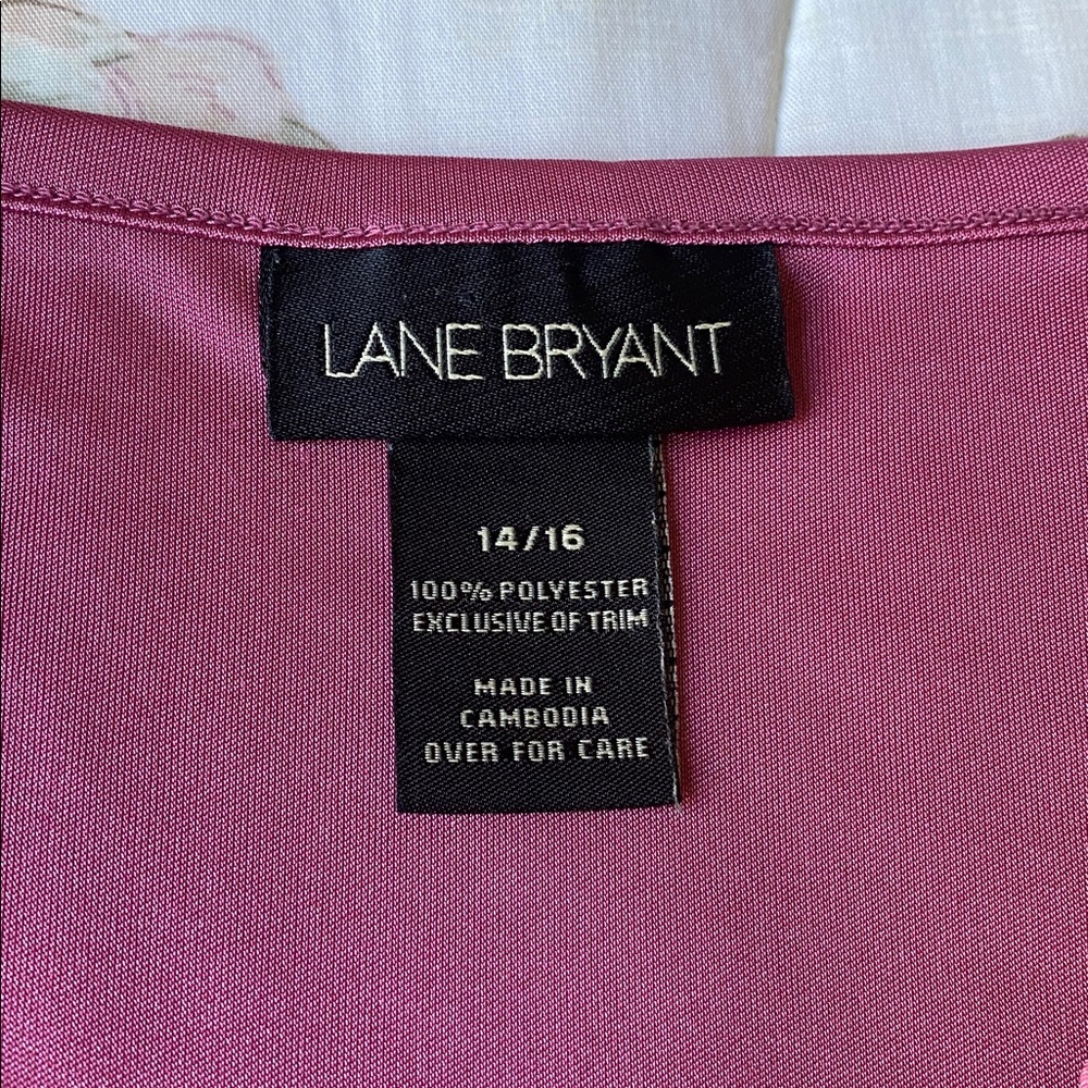 Lane Bryant Magenta Lace Trim Camisole W/ Beading - Picture 2 of 3